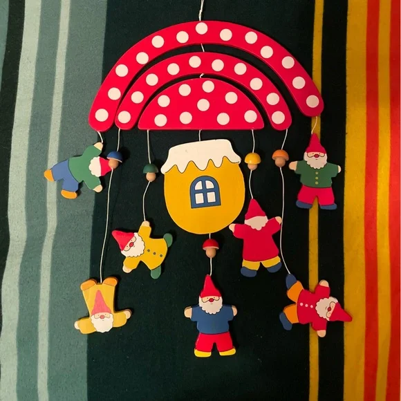 Wooden Mushroom Gnome Baby Mobile Made in Germany 🍄❤️🌲 - Picture 7 of 7